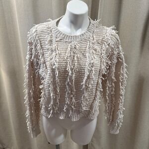 Gimmicks‎ Fringe Sweater Women's Small Cream Knitted Long Sleeve